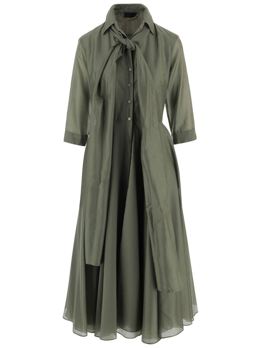 F.It Lyocell Blend Dress With Knotted Collar