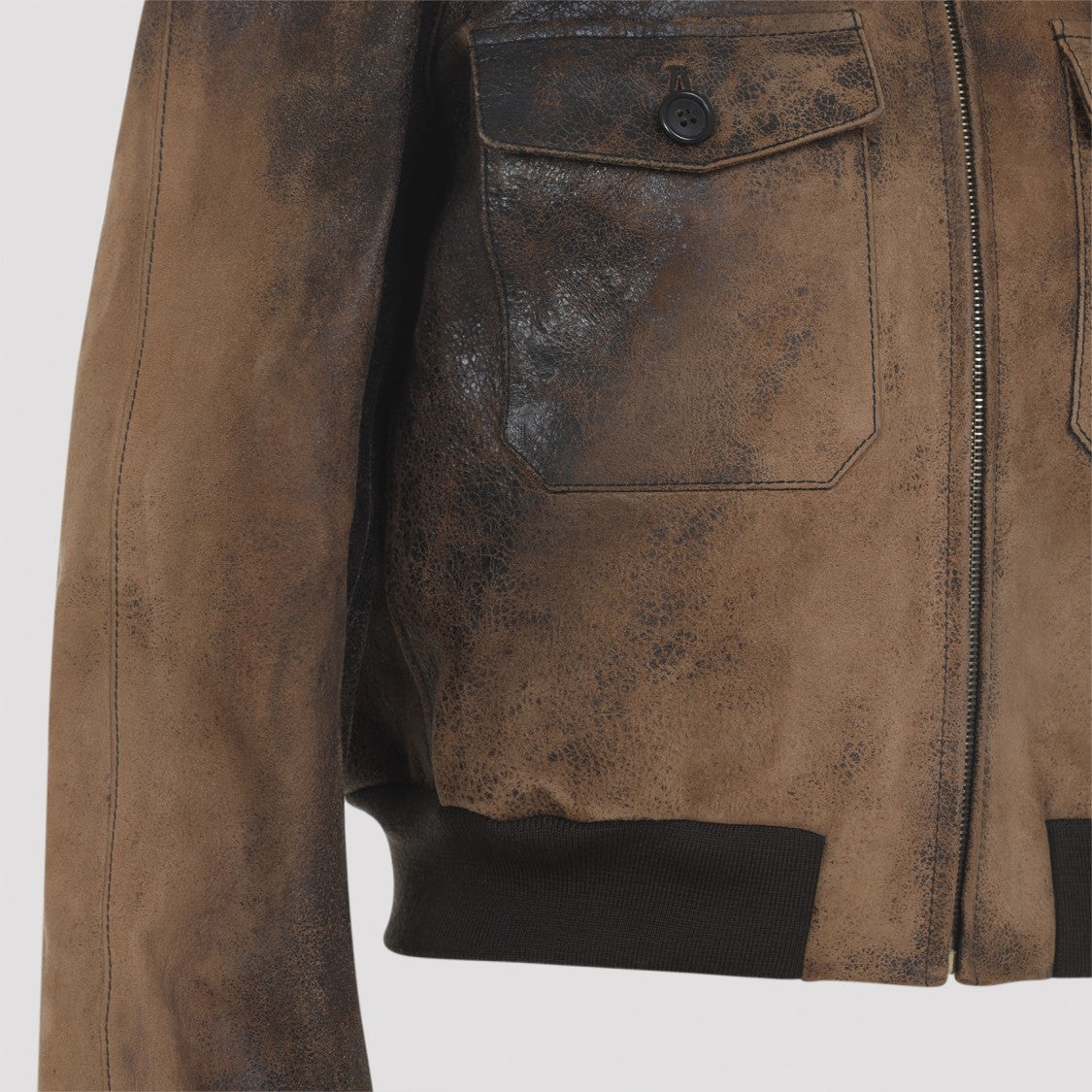 Miu Miu Tailored Lamb Leather Jacket With Distressed Finish