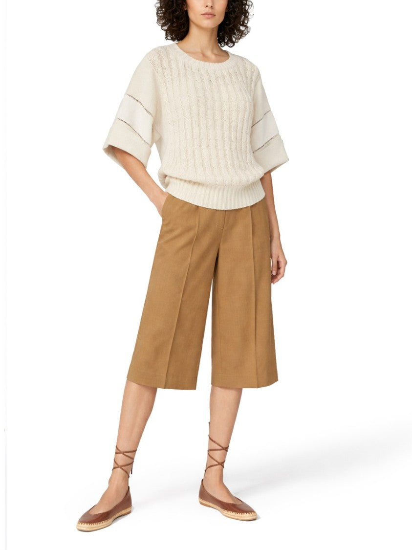 Max Mara Kaki Knee-Length Pleated Linen Shorts