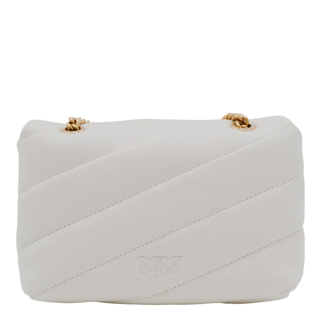 Pinko Quilted White Bag With Decorative Bird Clasp