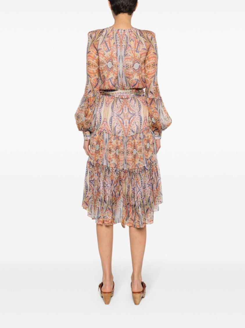 Etro Silk Chiffon Graphic Print Dress