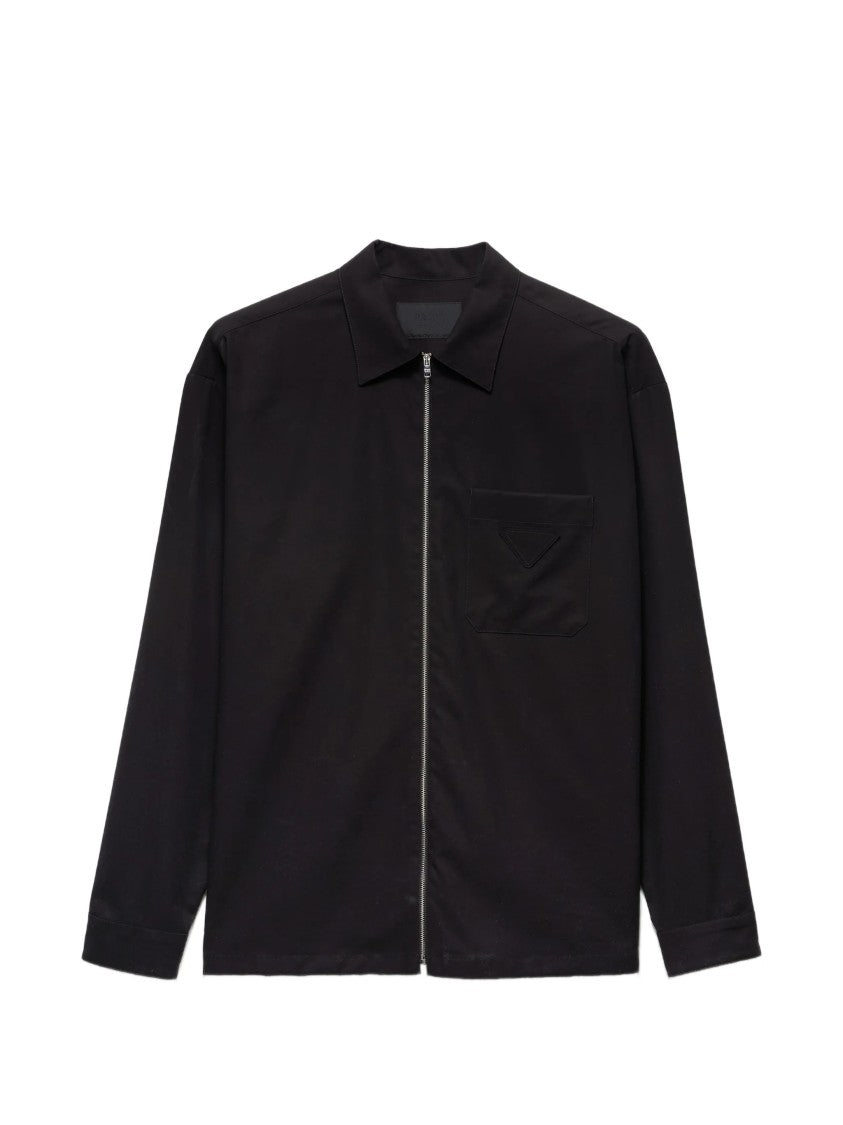 Prada Black Zip-Up Fabric Shirt
