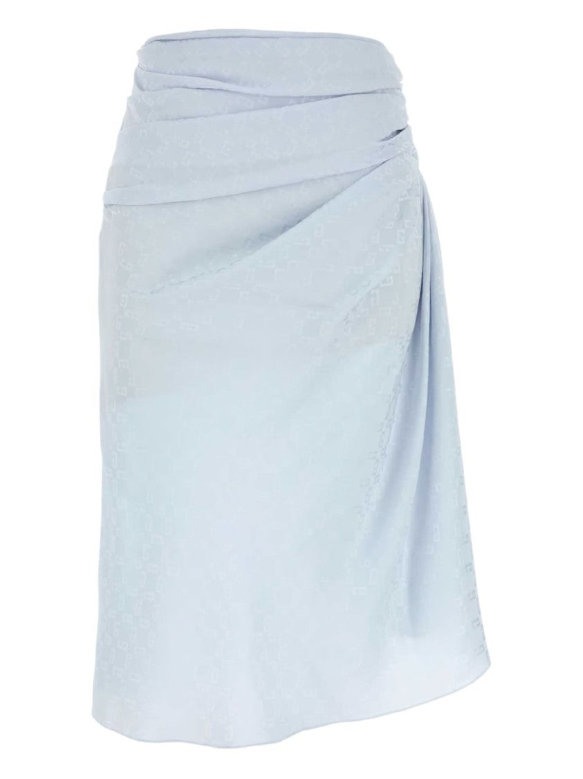 Givenchy Light Blue Draped Flared Hem Skirt
