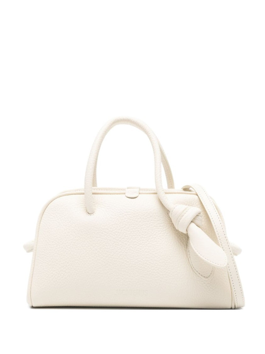 Jacquemus White Knot Detail Top Handle Bag