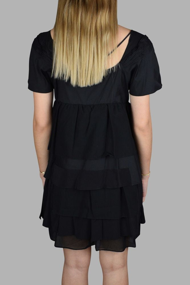 Prada V-Neck Mini Dress With Layered Ruffles