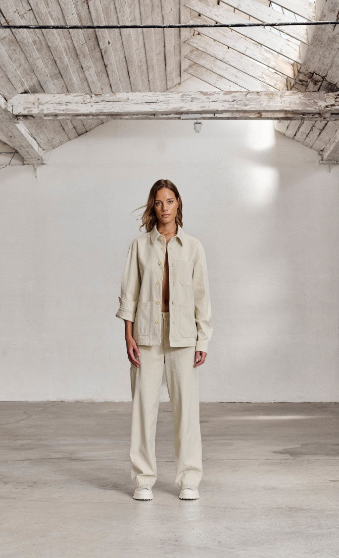 Bepositive Distressed Canvas Painter Jacket With Embroidered Detail