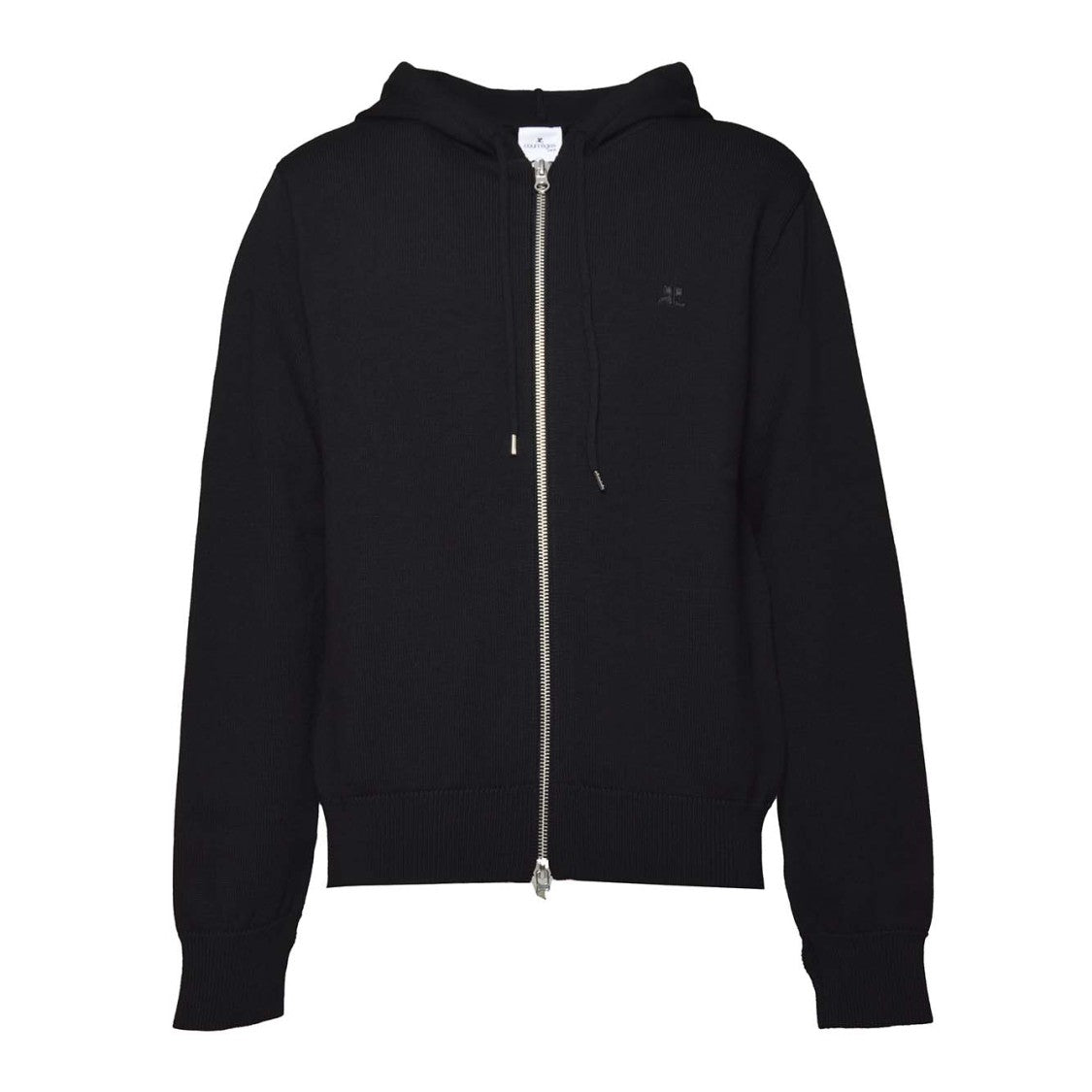 Courrèges Black Wool Zipped Hoodie