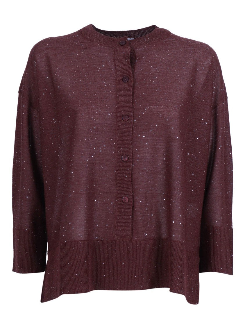 Kangra Cashmere Cropped Button Sequined Cardigan