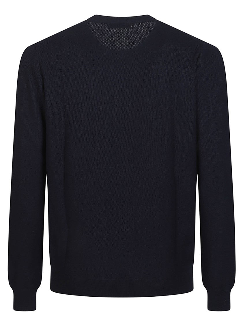 Fay Black Round Neck Cotton Sweater