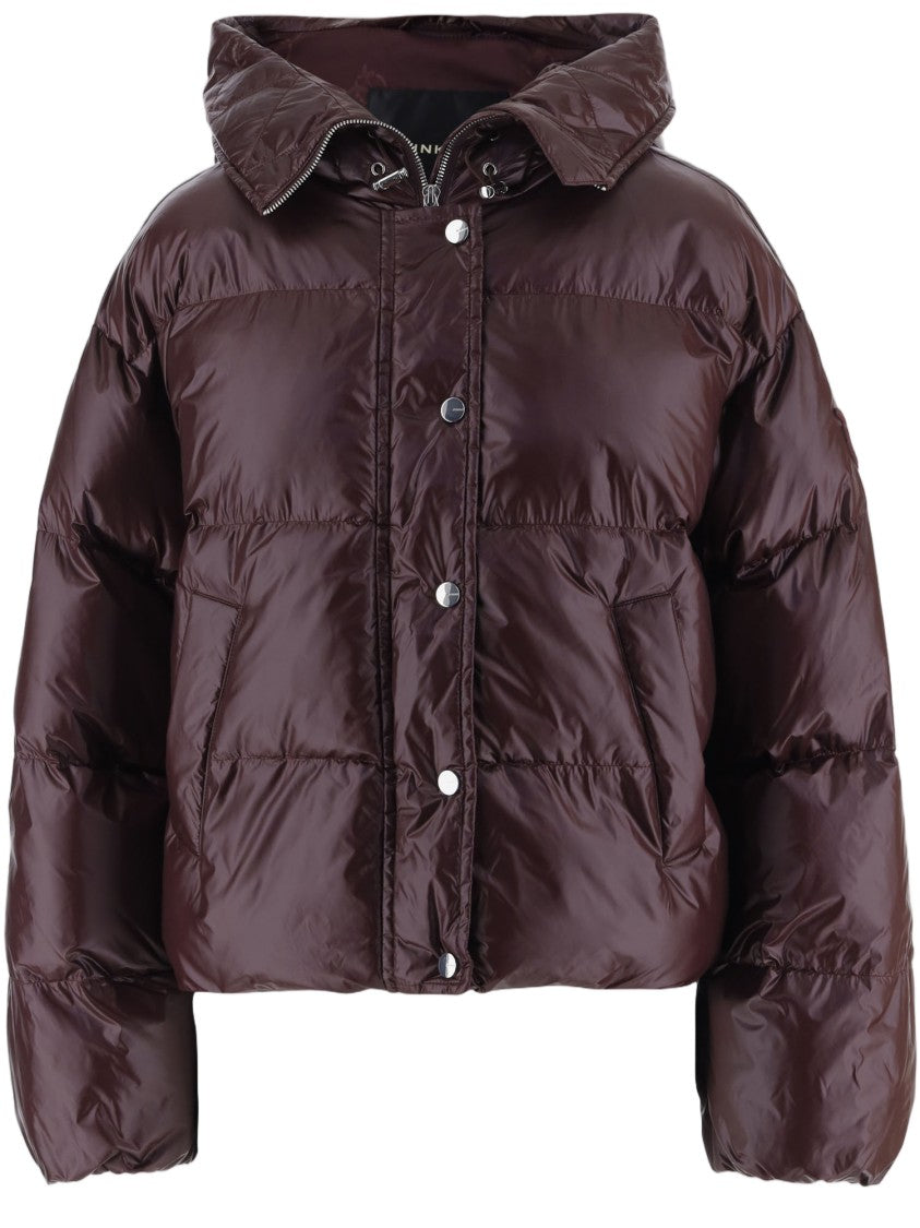 Pinko Bordeaux Technical Fabric Hooded Down Jacket