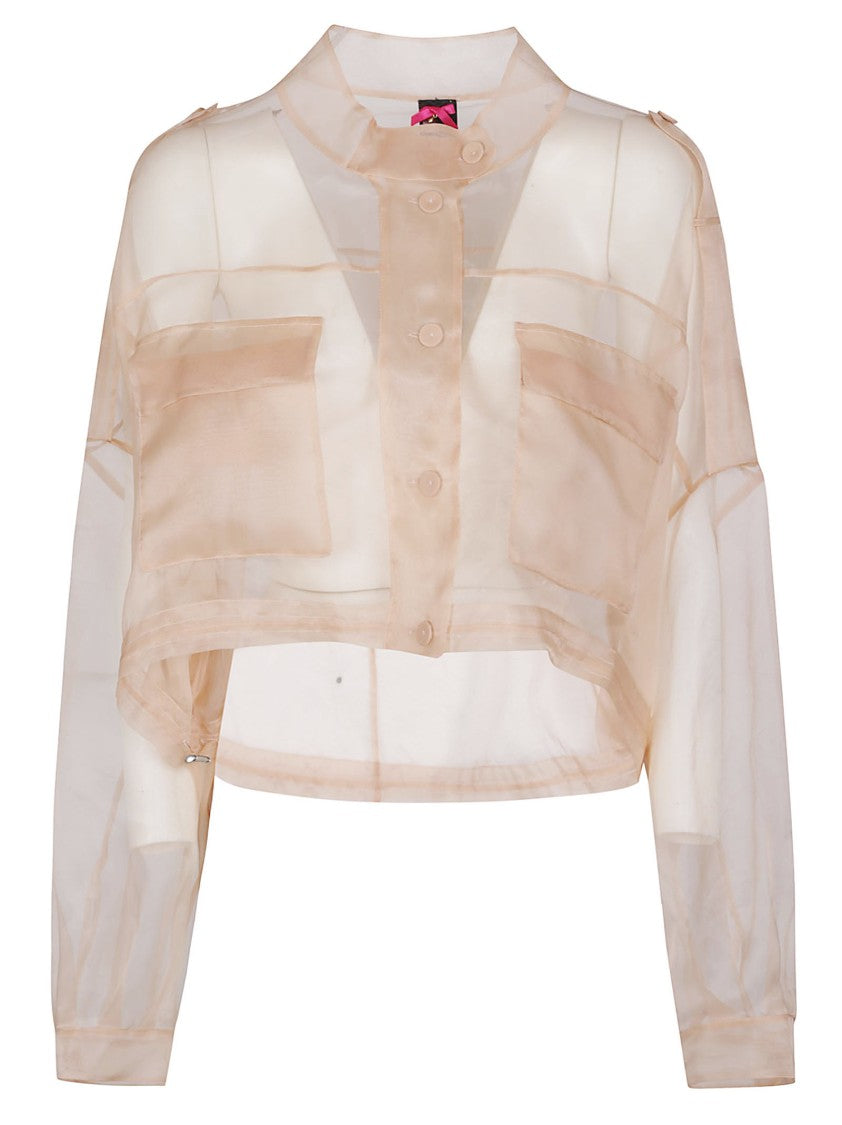 Pinko Longan Cropped Sheer Silk Jacket
