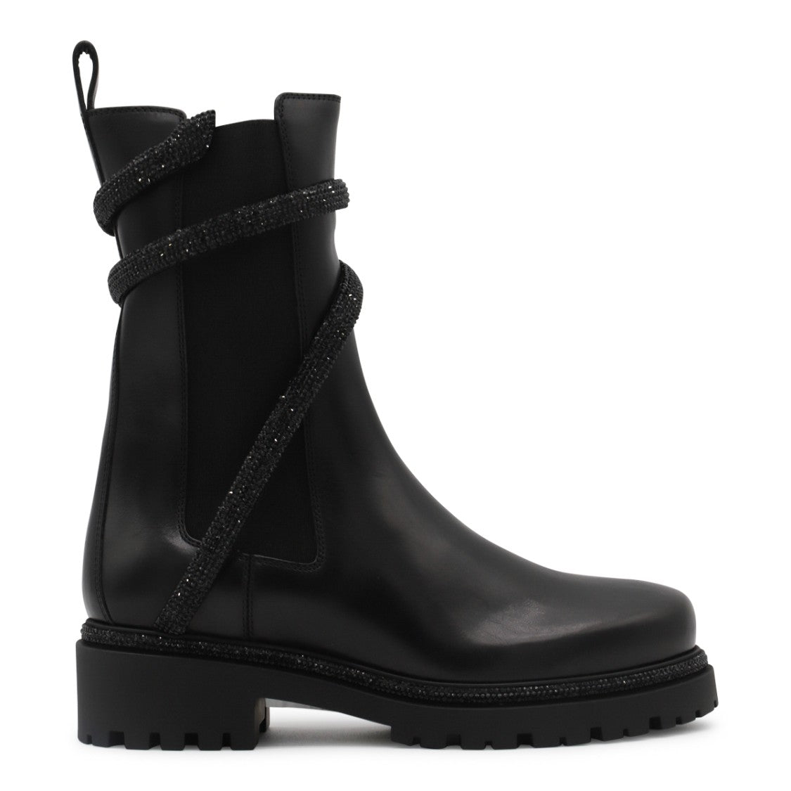 René Caovilla Black Leather Cleo Boots