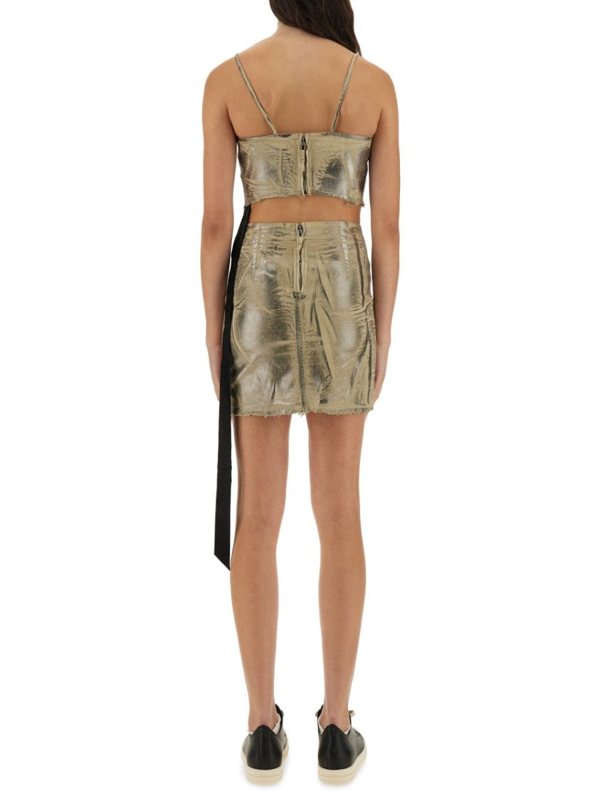 Drkshdw By Rick Owens Cropped Fitted Top With Subtle Sheen