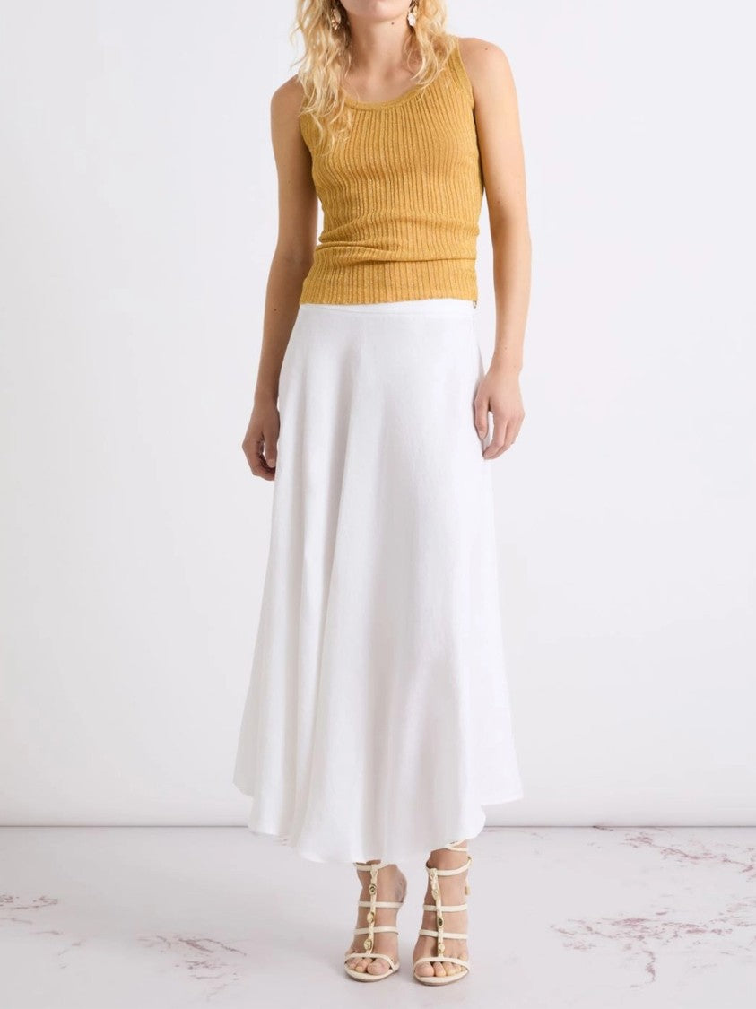 Marella Black Mllgiostra Flowing Midi Linen Skirt