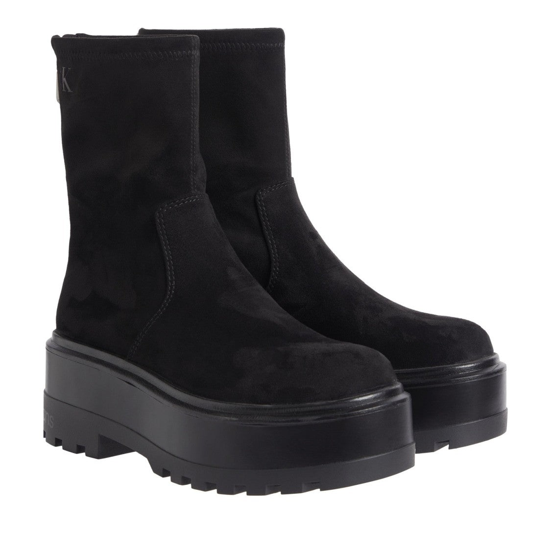 Calvin Klein Jeans Black Flatform Minimalist Design Chunky Sole Ankle Boots