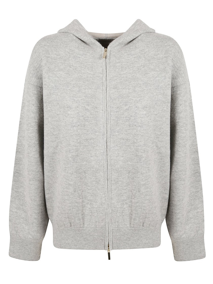 Max Mara Light Grey Zip-Up Hoodie