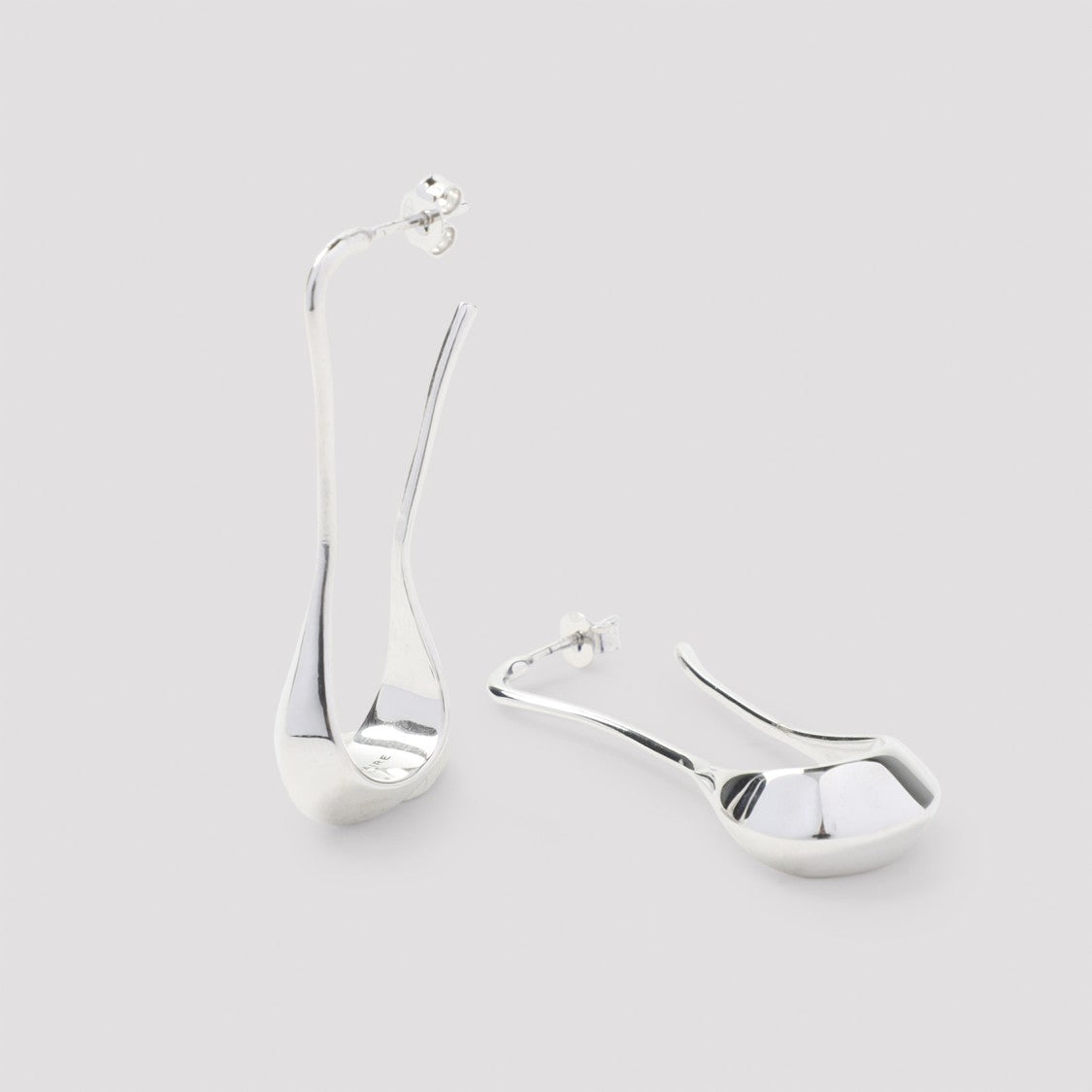 Lemaire Sculptural Elongated Silver Earrings