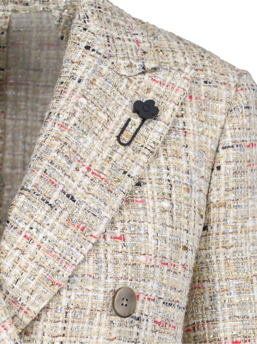 Lardini Double-Breasted Blazer – Beige