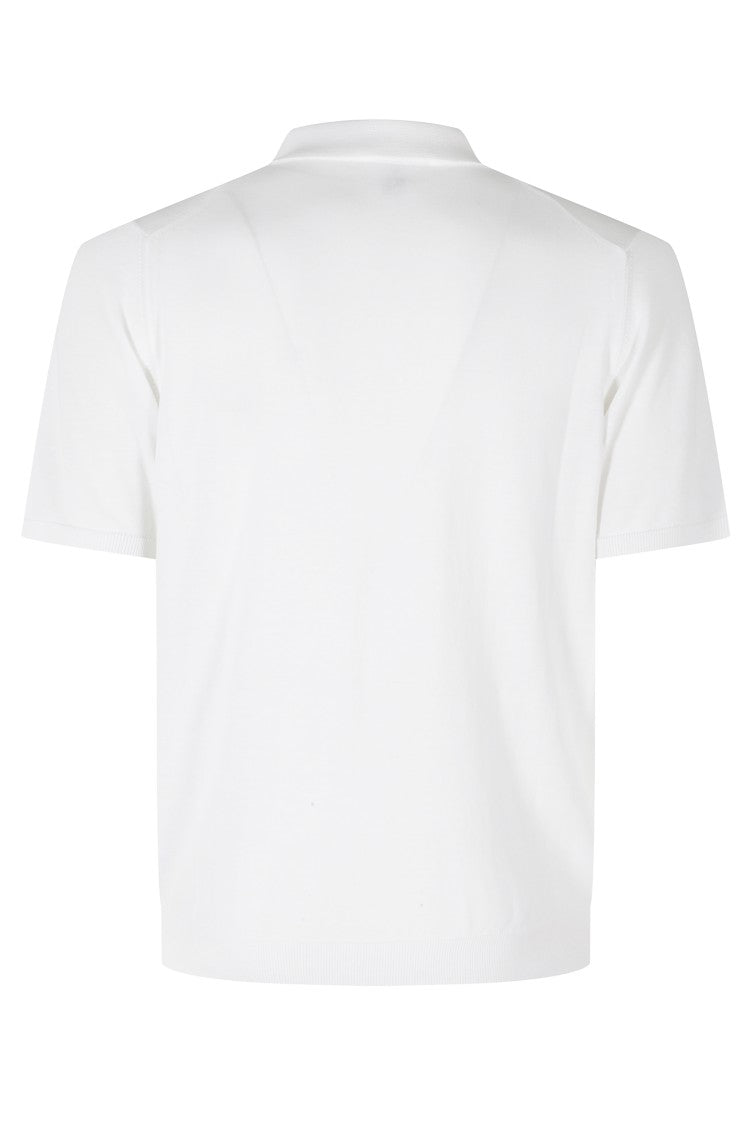 Roberto Collina White Basic Ribbed Trim Cotton Polo Shirt