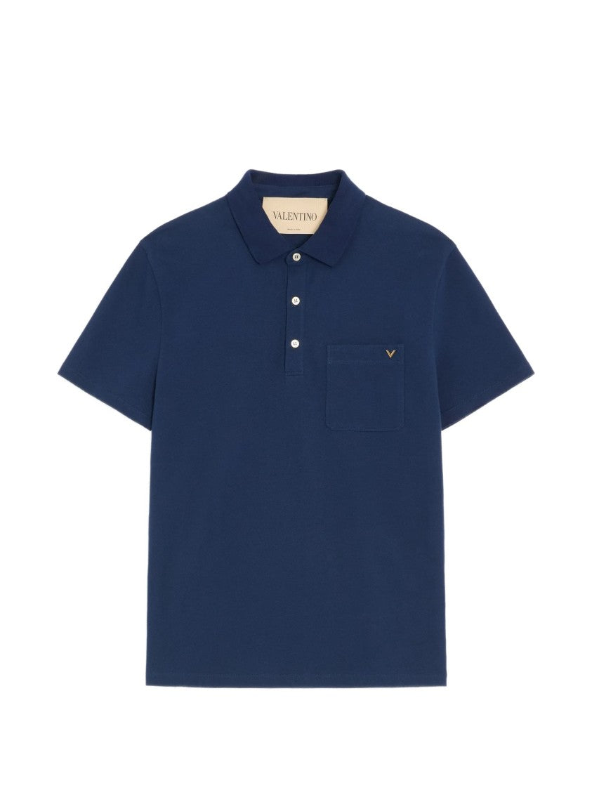 Valentino Structured Collar Cotton Polo Shirt