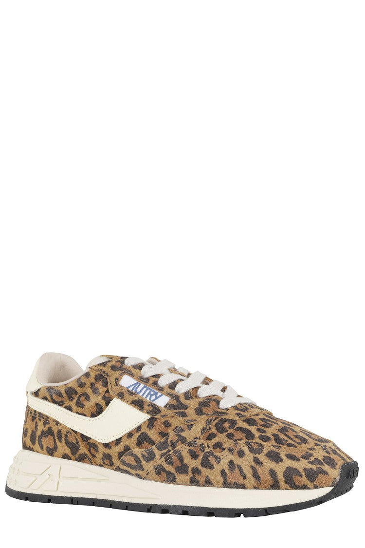 Autry Brown Leopard Print Reelwind Low Leather Sneakers