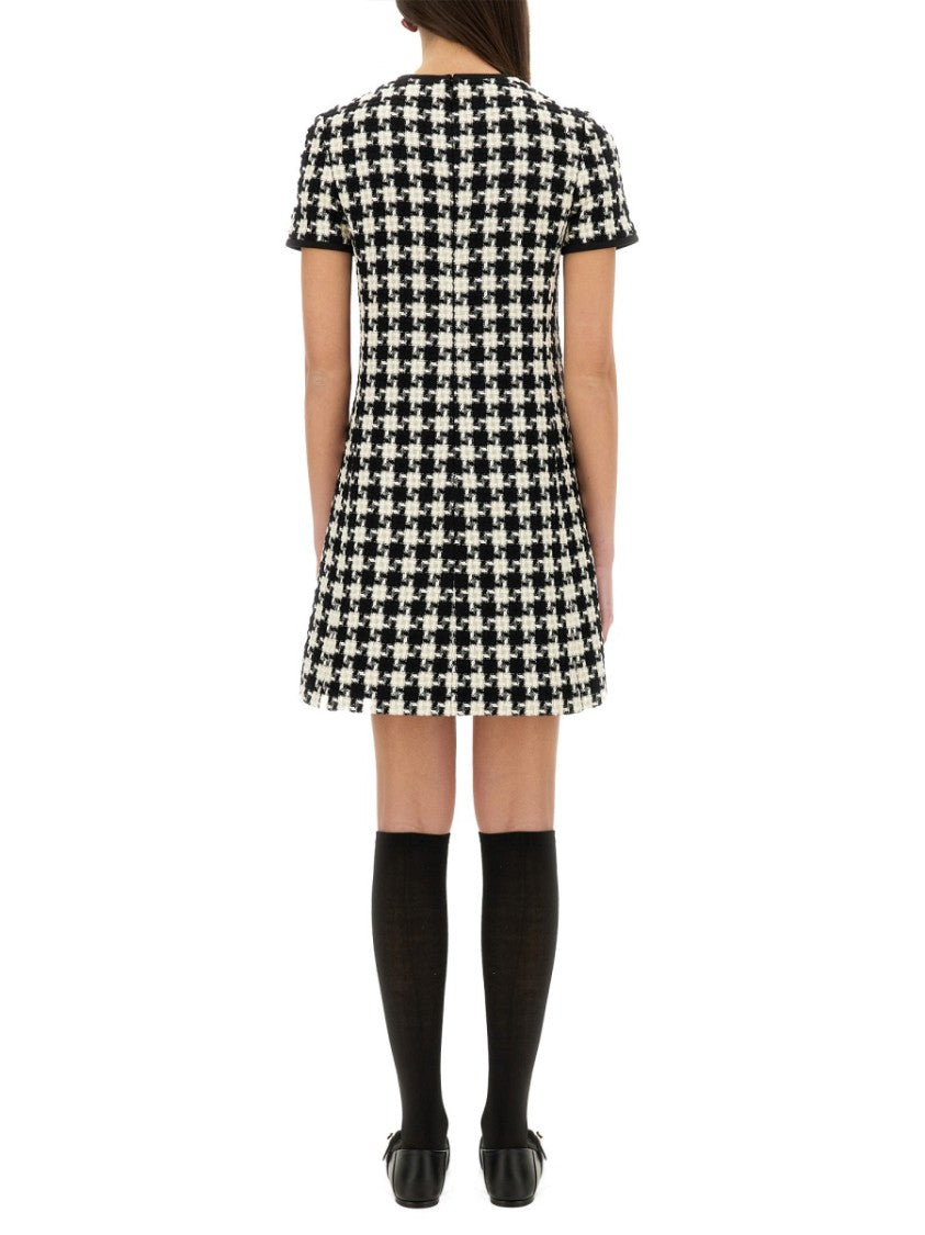 Valentino Embroidered Damier Light Tweed Short Dress