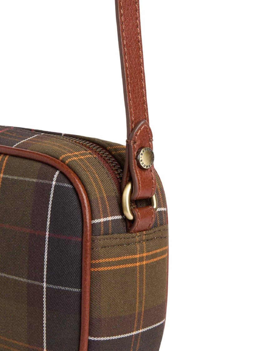 Barbour Daphne Compact Tartan Leather-Trimmed Crossbody Bag