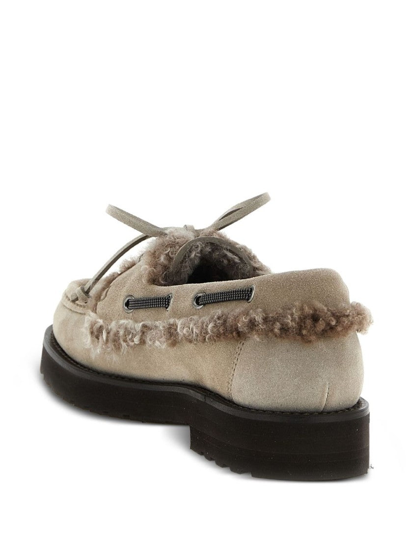 Brunello Cucinelli Moccasin-Style Flats With Suede Exterior