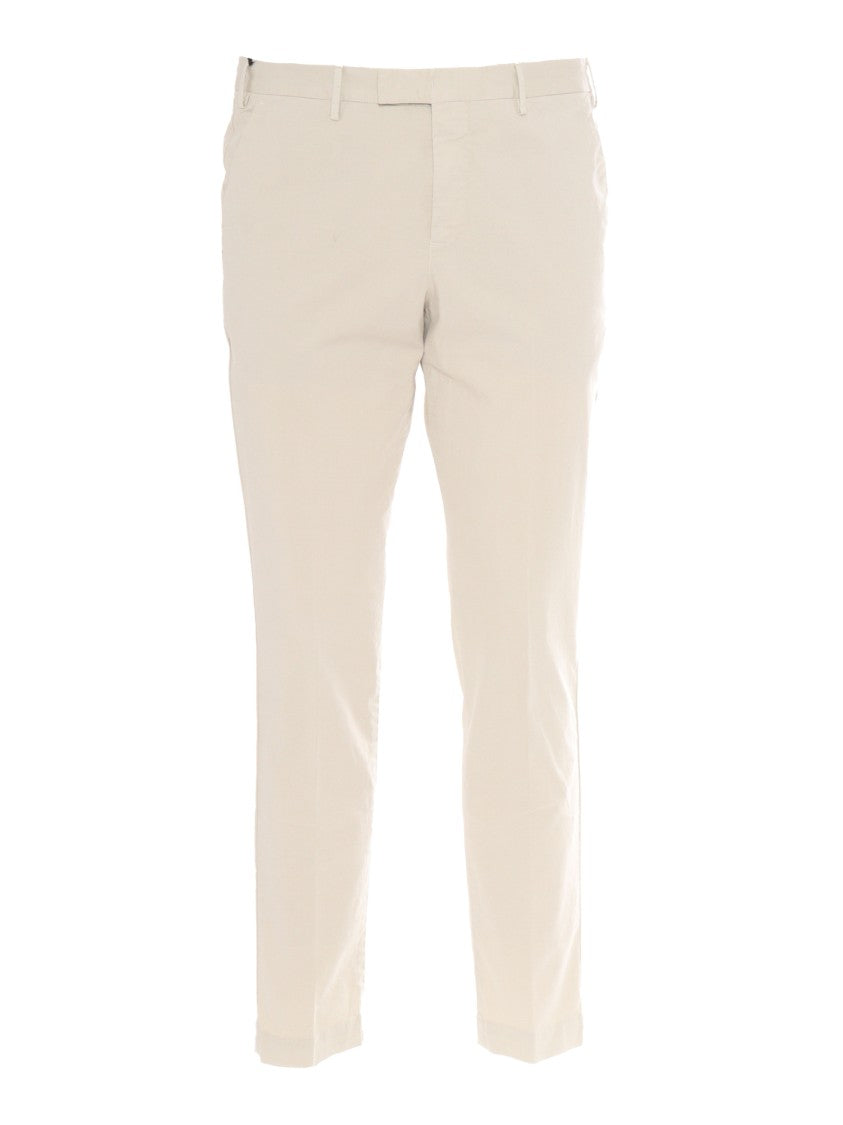 Pt01 Flat Front Tailored Pants With Diagonal And Flap Pockets