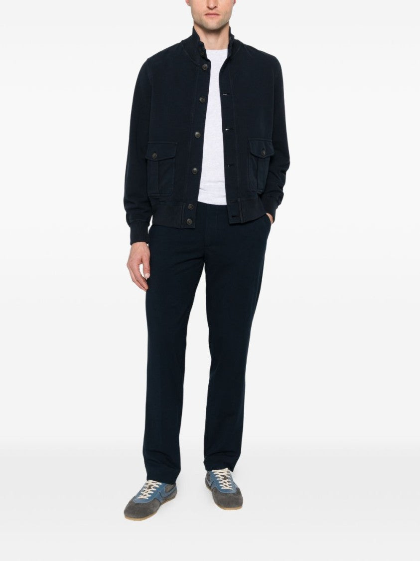 Circolo 1901 Slim Cut Navy Pants With Concealed Fastening And Tailored Finish