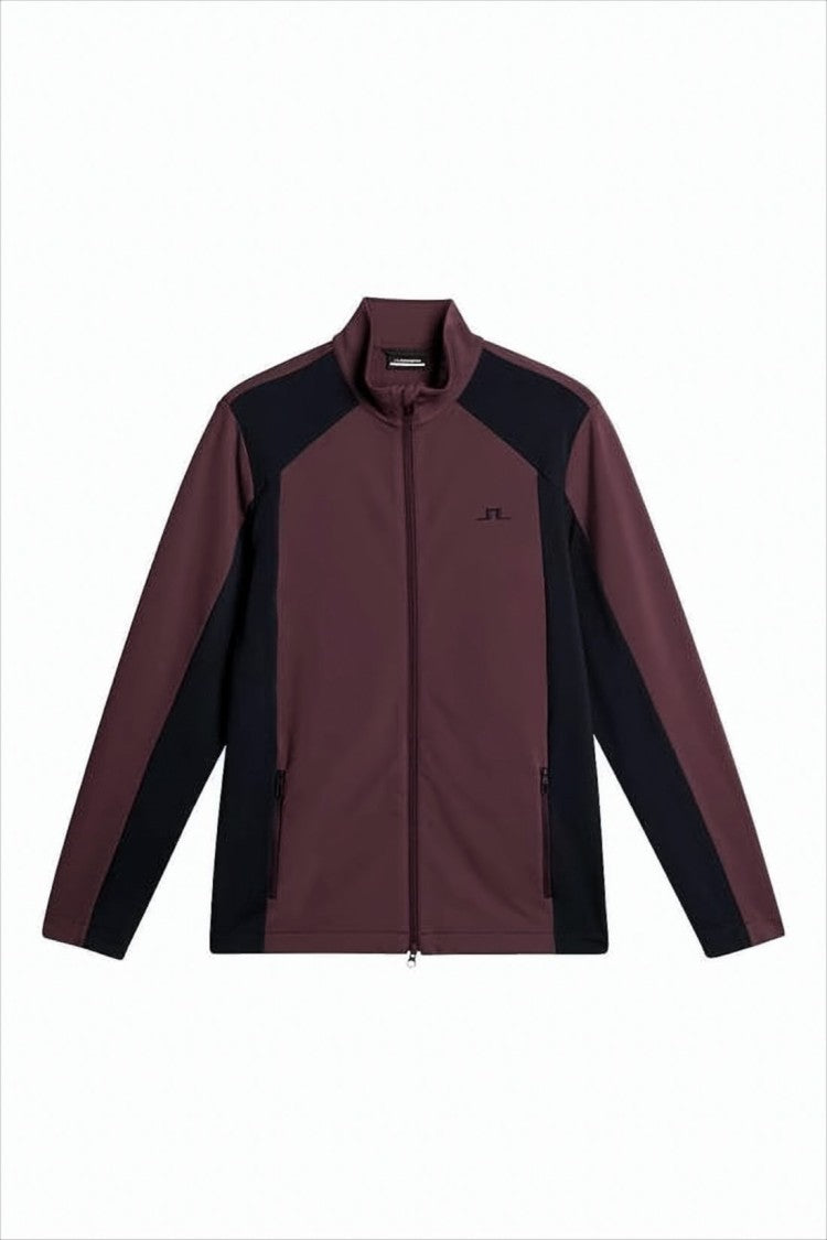 J Lindeberg Color-Blocked Burgundy Jacket With Black Accents