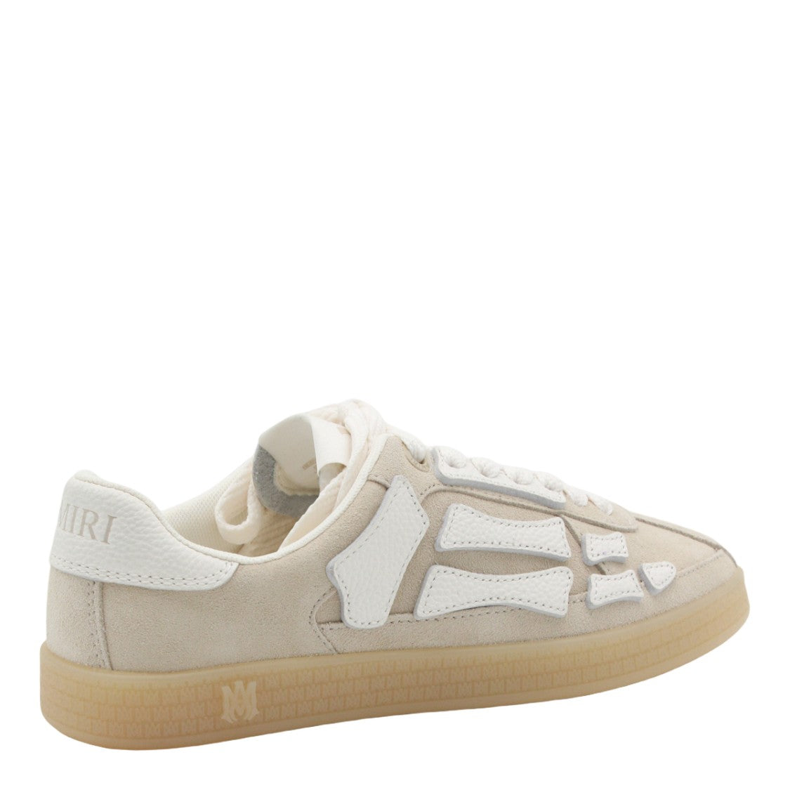 Amiri Beige Suede Sneakers With Abstract Leather Overlays
