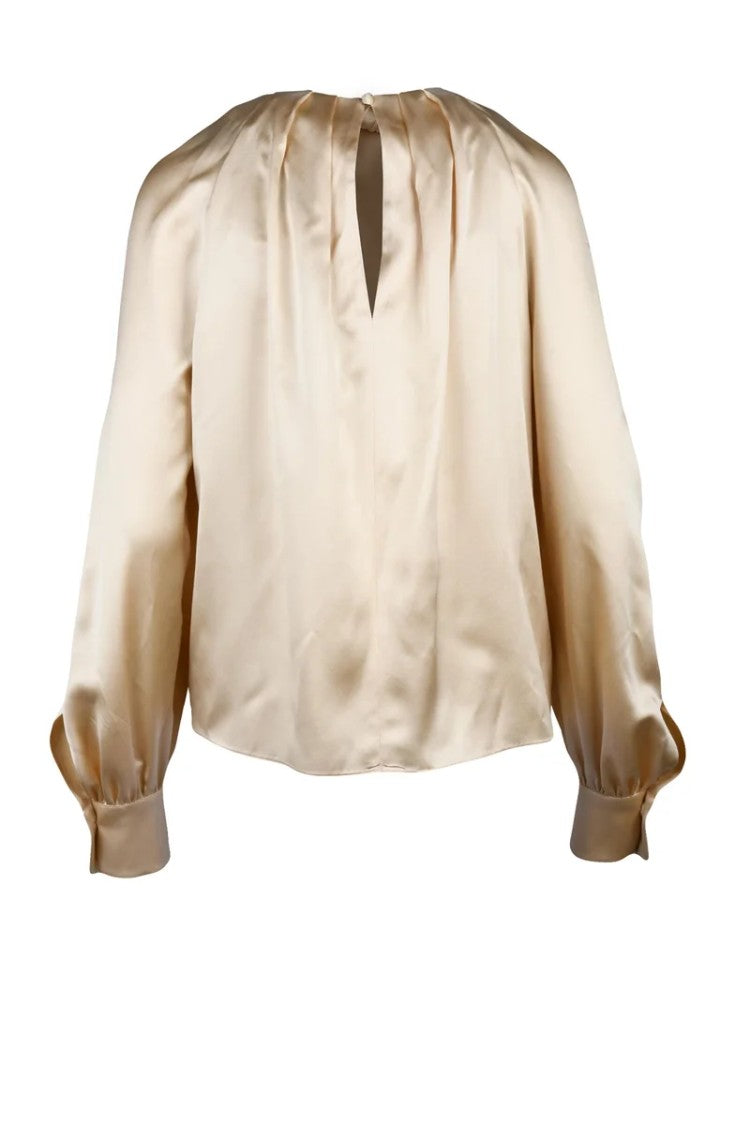 Max Mara Key Satin Blouse Silk - Beige
