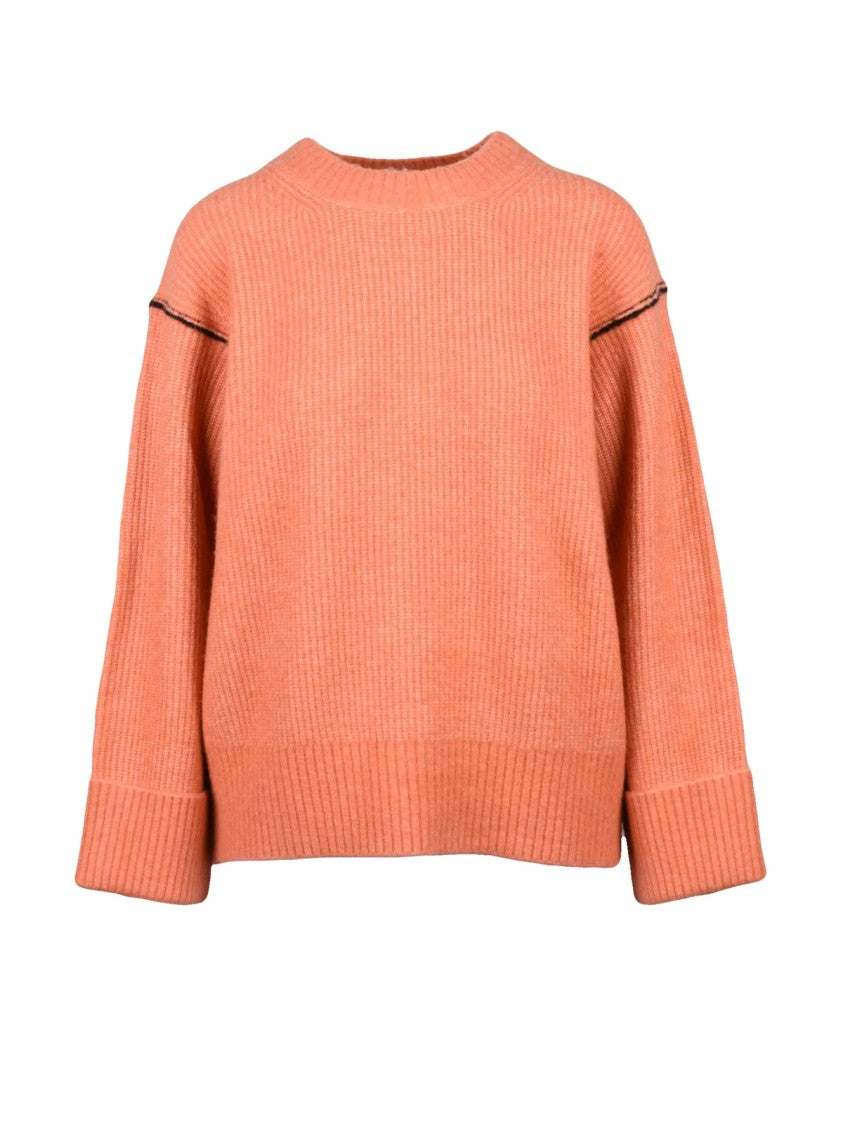 Armani Exchange Ribbed Knit Sweater With Contrasting Stitching