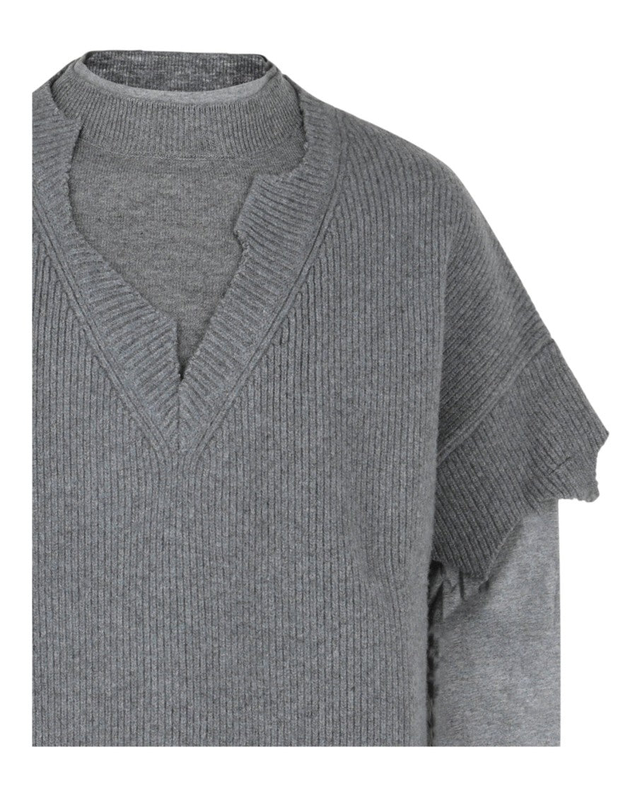Givenchy Layered Wool Sweater With Distressed Accents