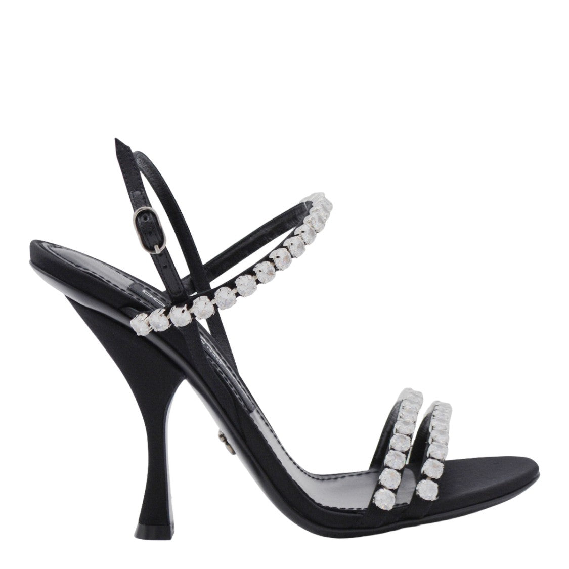 Dolce & Gabbana High-Heeled Black Sandals With Rhinestone Embellishments