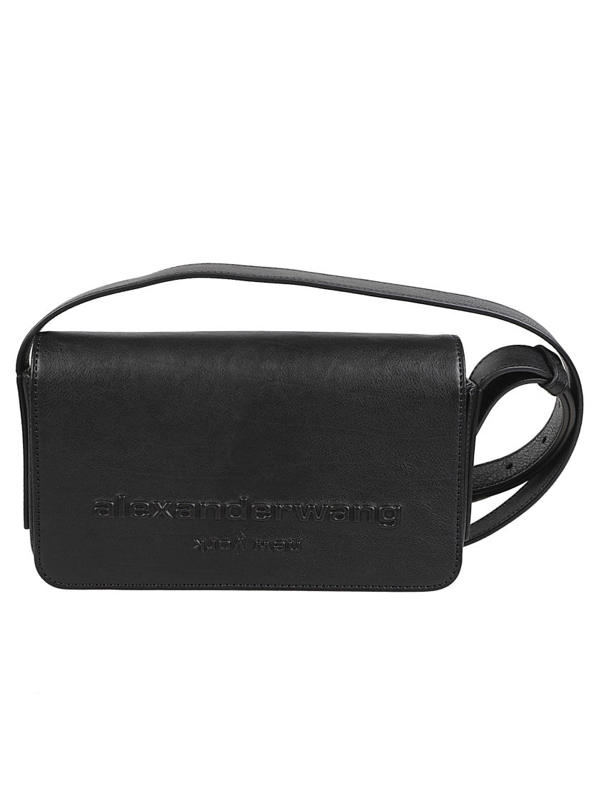 Alexander Wang Punch Flap Black Calf Leather Crossbody Bag