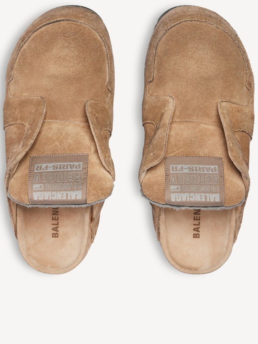 Balenciaga Tan Dumbo Mule Suede Cork Mules