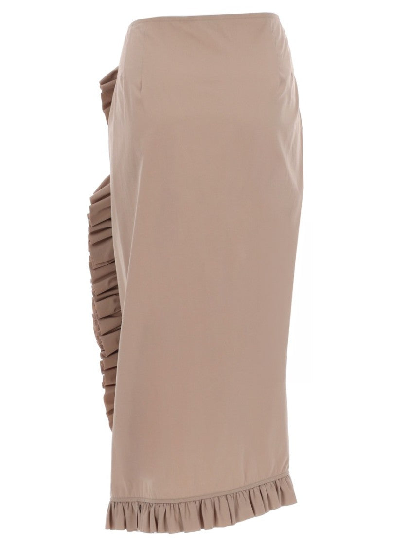 Dries Van Noten Neutrals Sina Asymmetrical Ruffled Cotton Midi Skirt