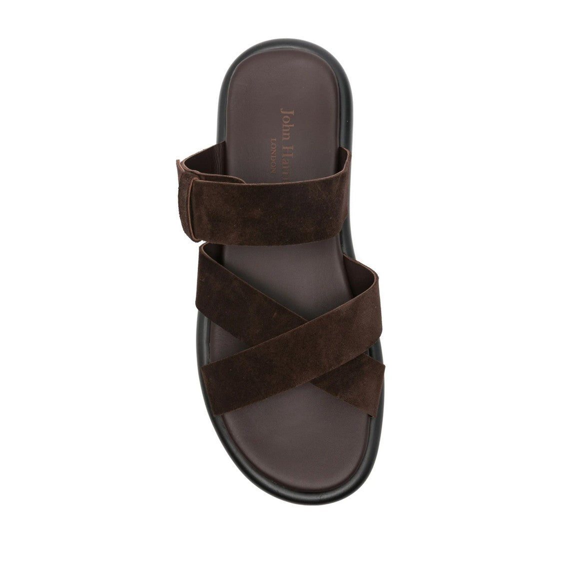 John Harrison Brown Crisscross Strap Suede Slippers