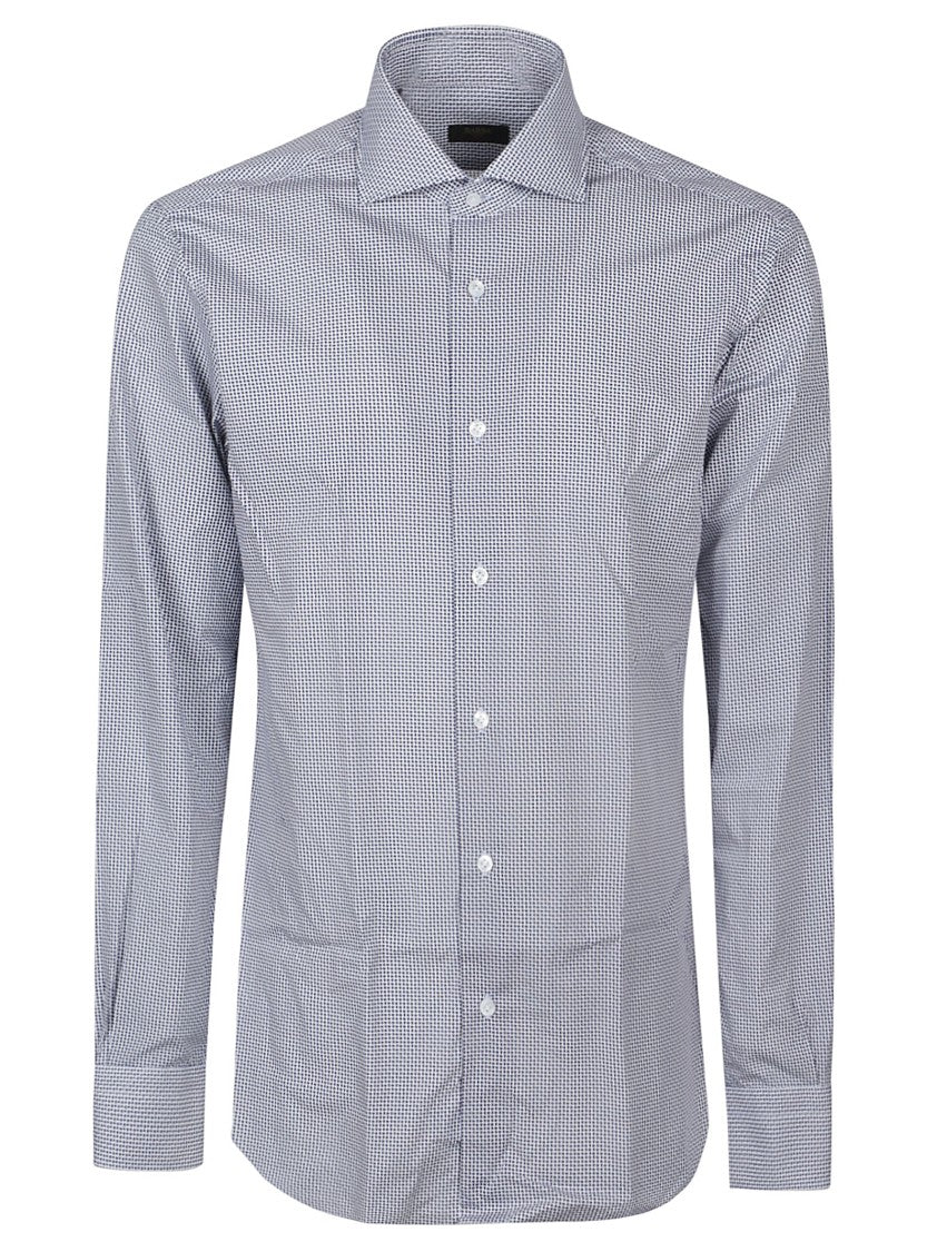 Barba Napoli Long Sleeve Geometric Cotton Shirt