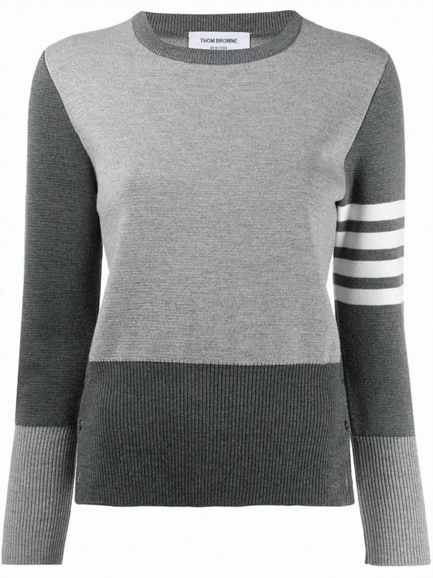 Thom Browne Two-Tone Grey Knitted Sweater