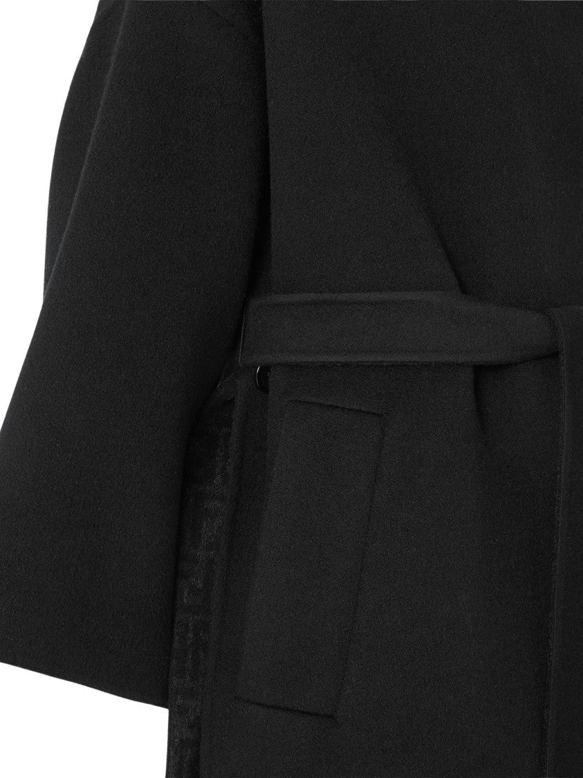 Fendi Kimono-Inspired Midi Coat With Deep Side Slits And Matching Belt