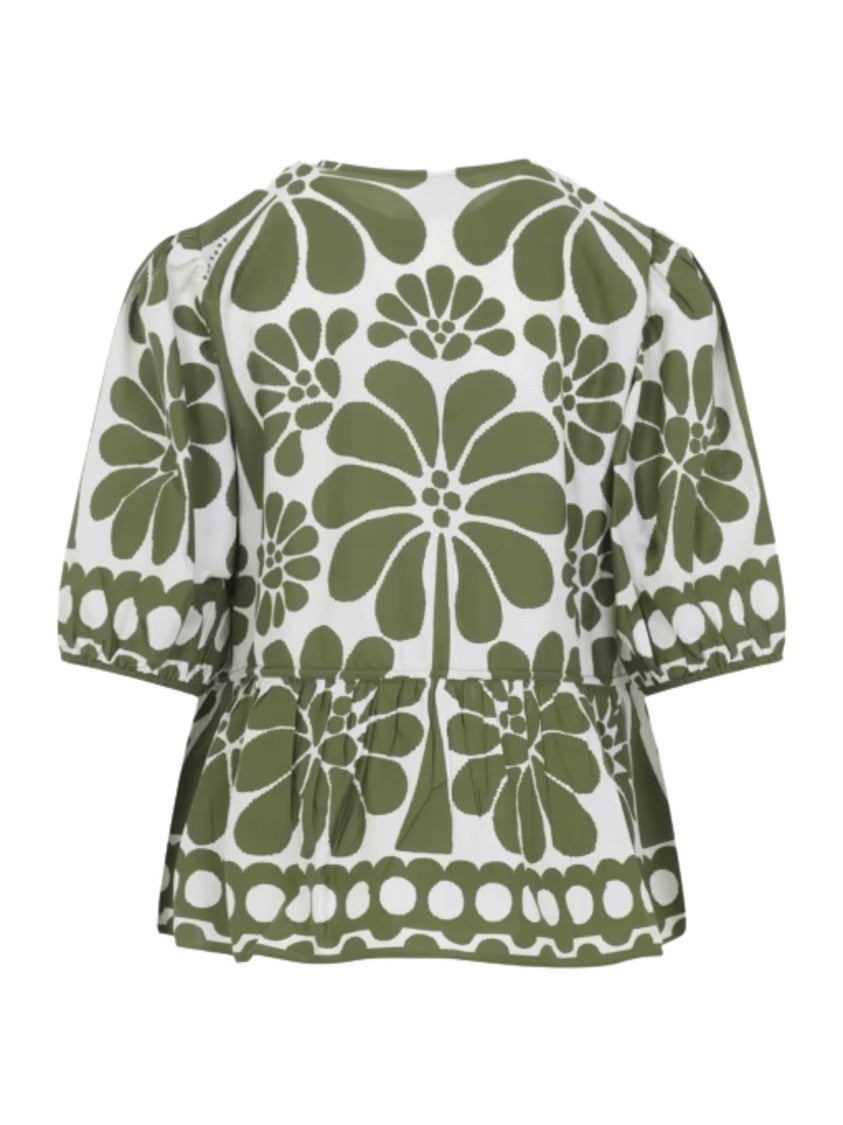 Farm Rio Green Drawstring Waist Cotton Casual Shirt