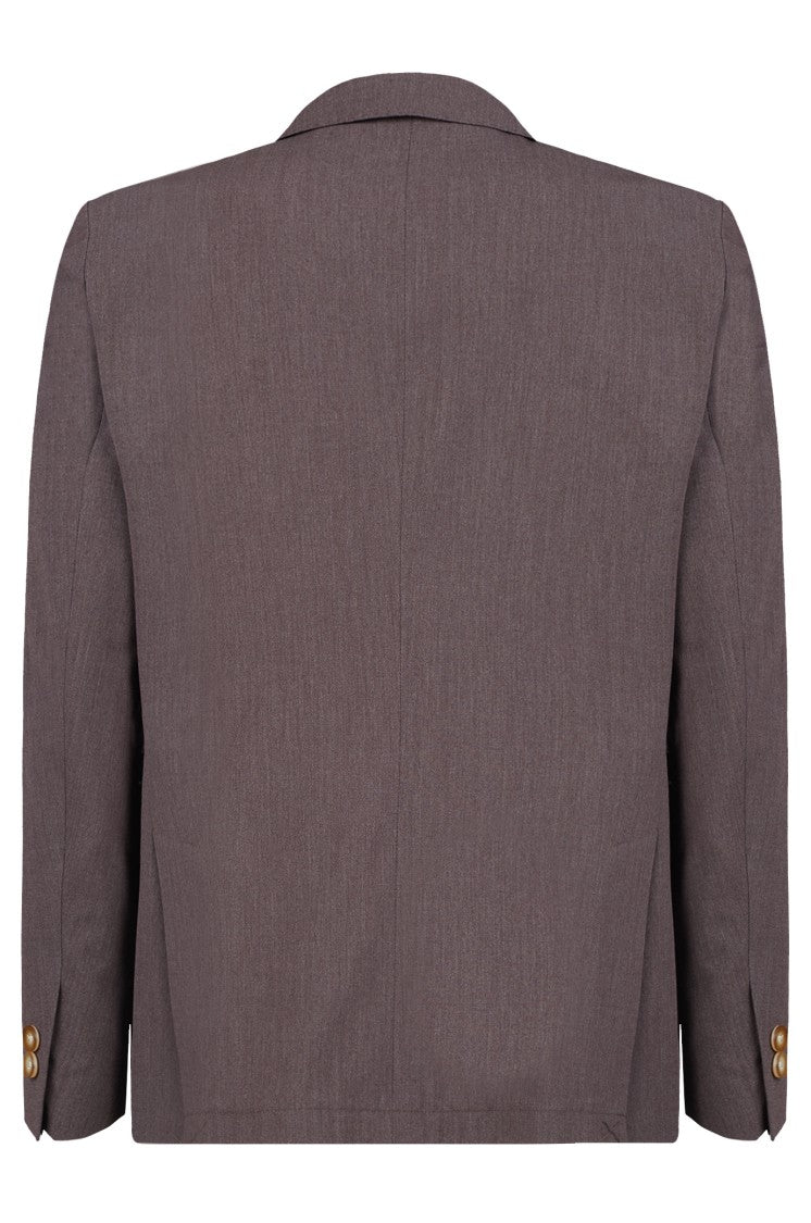 Gazzarrini X Michele Franzese Double-Breasted Blazer In Dark Brown Wool Blend