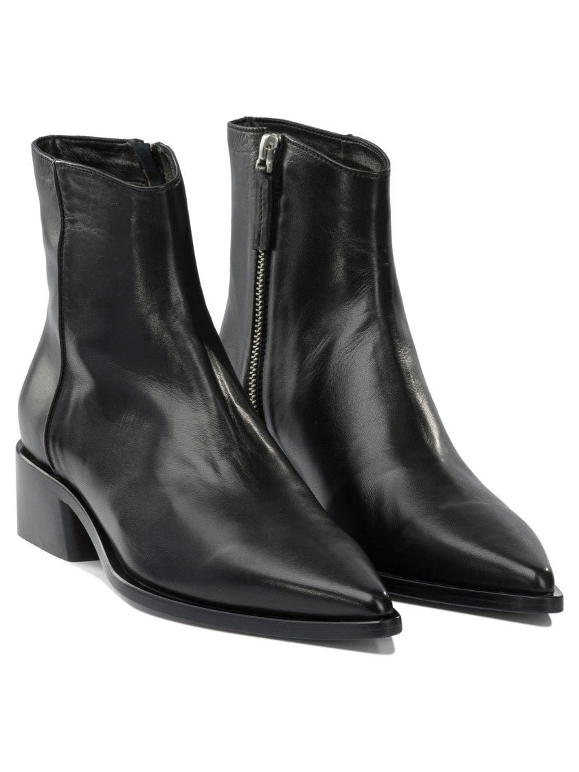 Pomme D'or Pointed Toe Black Calfskin Ankle Boots