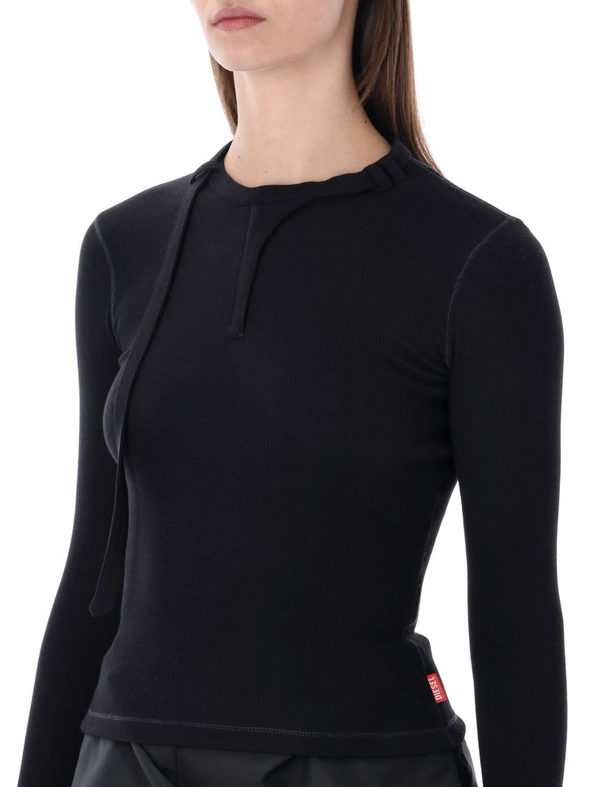 Diesel T-Iara-Ls Long-Sleeve Ribbed Cotton Top