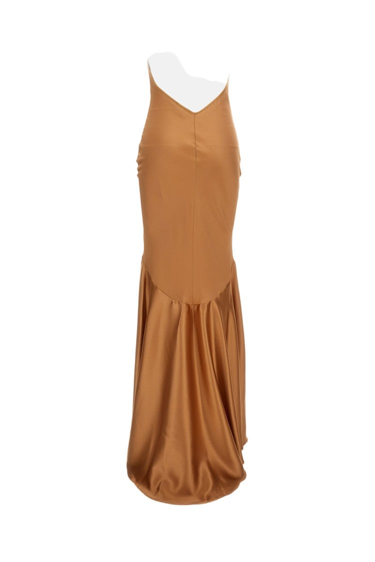 Elisabetta Franchi Champagne Satin Long Dress