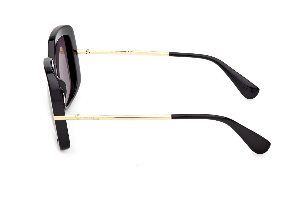 Max Mara Glossy Black Mm0195 Oversized Square Acetate Sunglasses