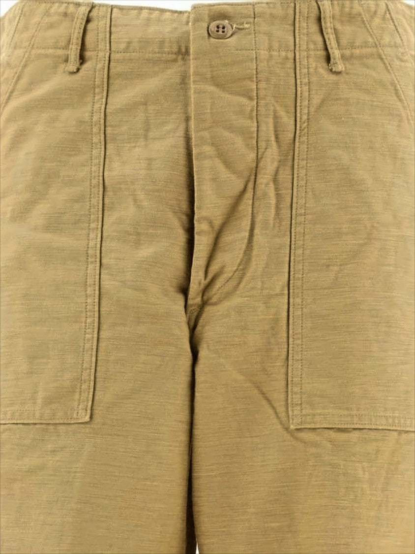 Orslow Relaxed Fit Brown Straight Pants With Utility Pockets